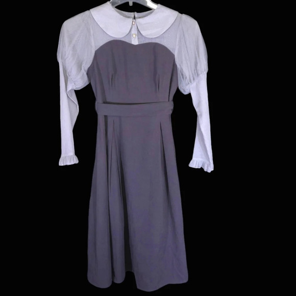 Titty & Co. Dresses & Skirts - Titty & Co. Dress Size Medium Pearl‎ Buttons Peter Pan Collar Sheer Sleeves